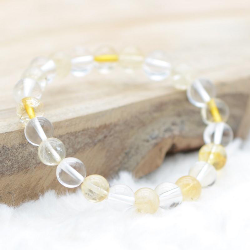 Bracelet "Réussite & Amplificateur" Mix en Citrine et Cristal de Roche - lespierresdubienetre