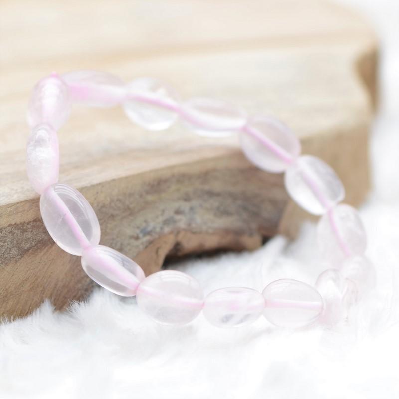 Bracelet roulé "Amour" en Quartz Rose - lespierresdubienetre