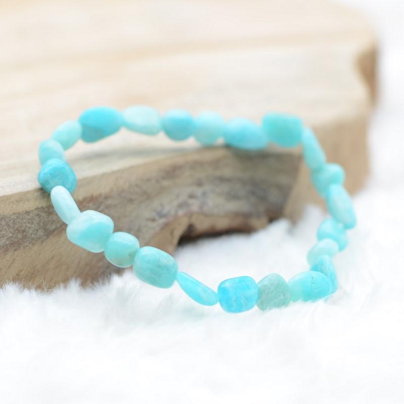 Bracelet roulé "Apaisement" en Amazonite du Brésil - lespierresdubienetre