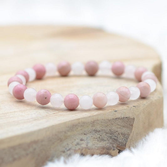 Bracelet "Soin et Amour" Mix en Rhodonite & Quartz Rose - lespierresdubienetre