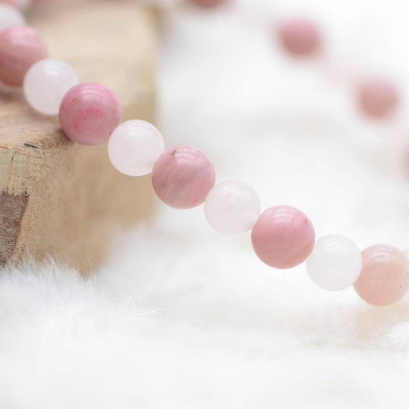 Bracelet "Soin et Amour" Mix en Rhodonite & Quartz Rose - lespierresdubienetre