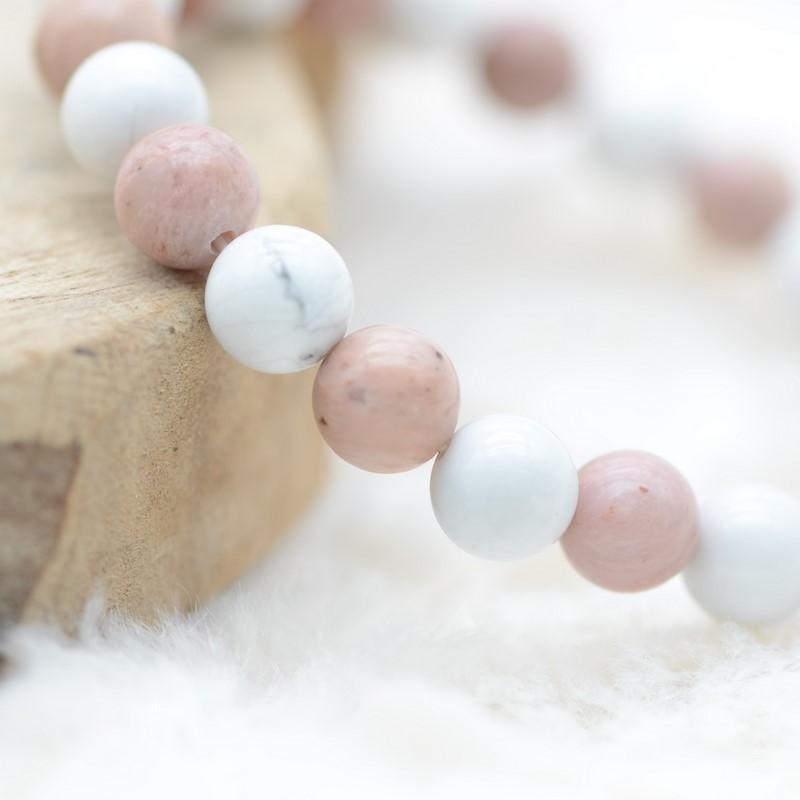 Bracelet "Soin et Patience" Mix en Rhodonite & Howlite - lespierresdubienetre