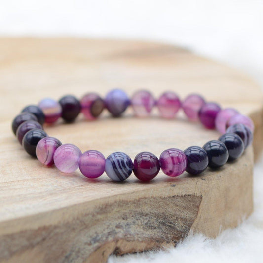 Bracelet "Spiritualité" en Améthyste & Agate Violette - lespierresdubienetre