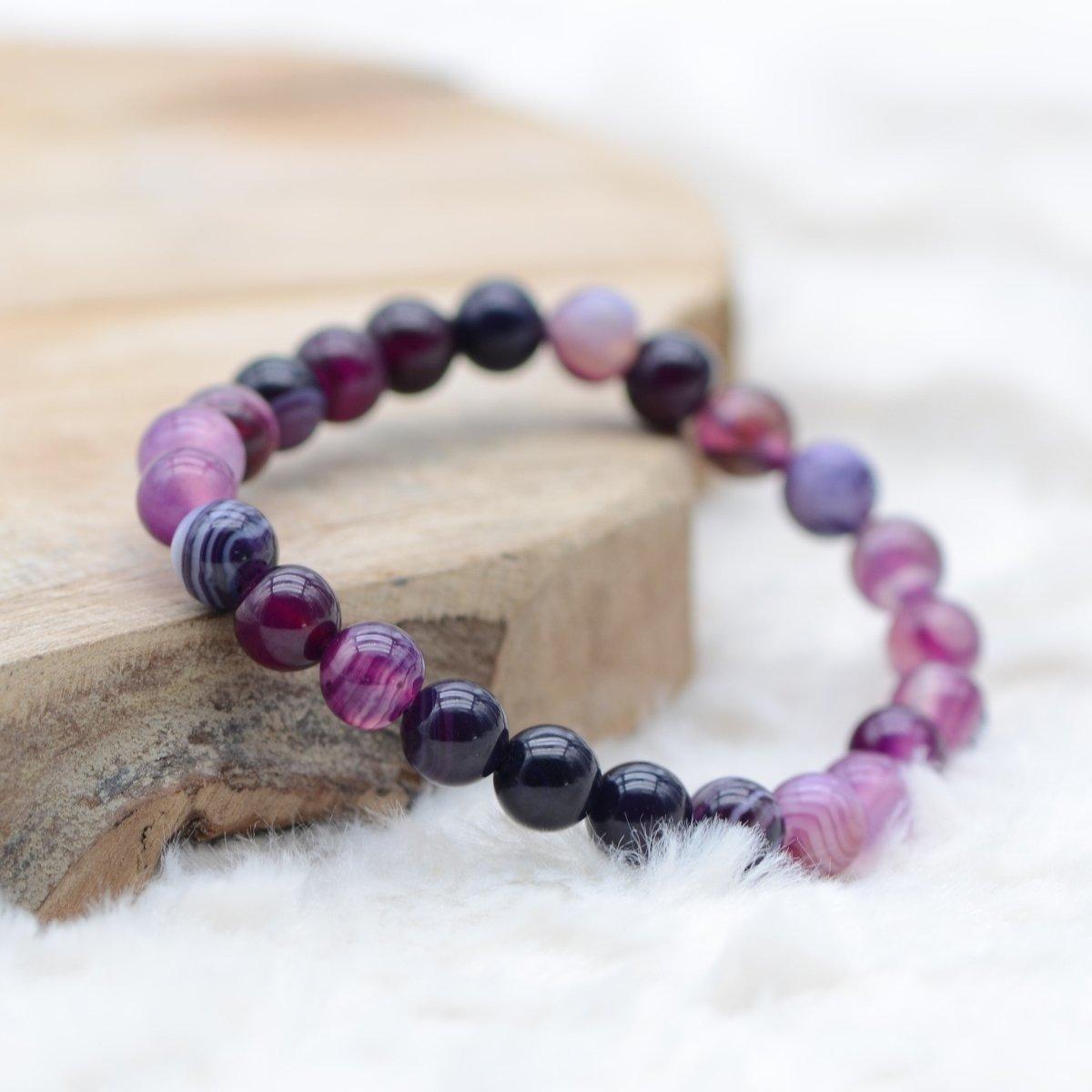 Bracelet "Spiritualité" en Améthyste & Agate Violette - lespierresdubienetre