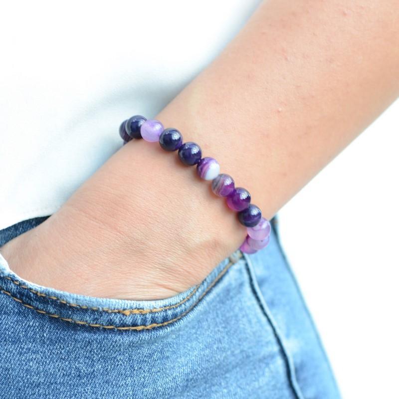 Bracelet "Spiritualité" en Améthyste & Agate Violette - lespierresdubienetre