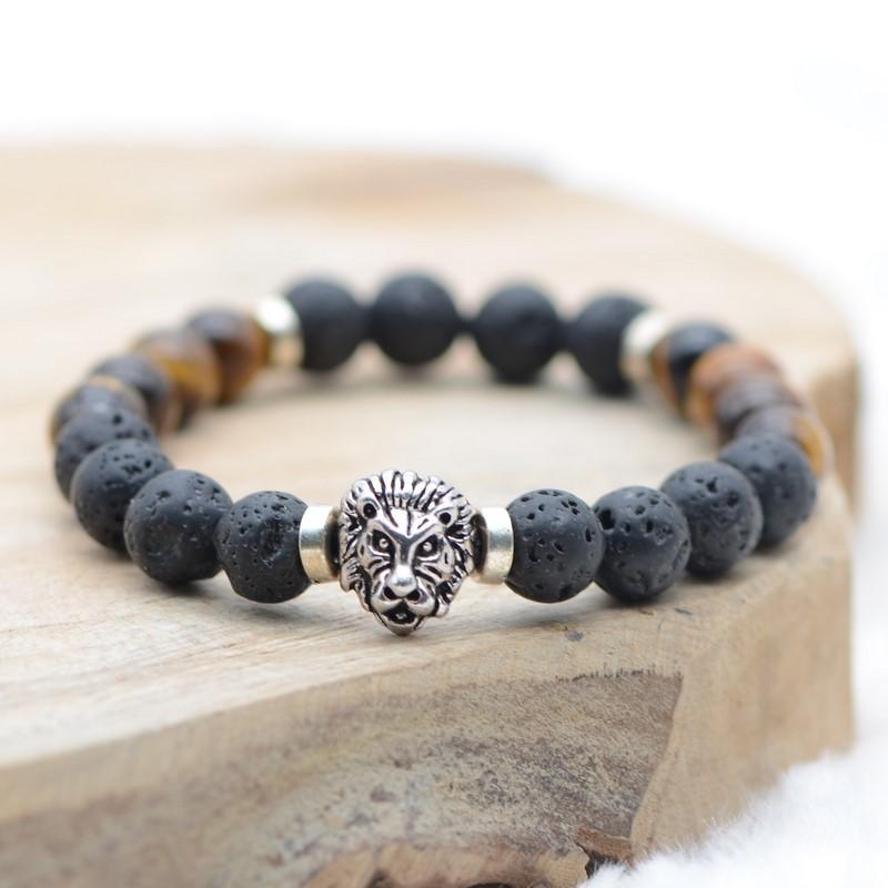 Bracelet Vipponah "Confiance du Lion Style 3" en Pierre de Lave - lespierresdubienetre