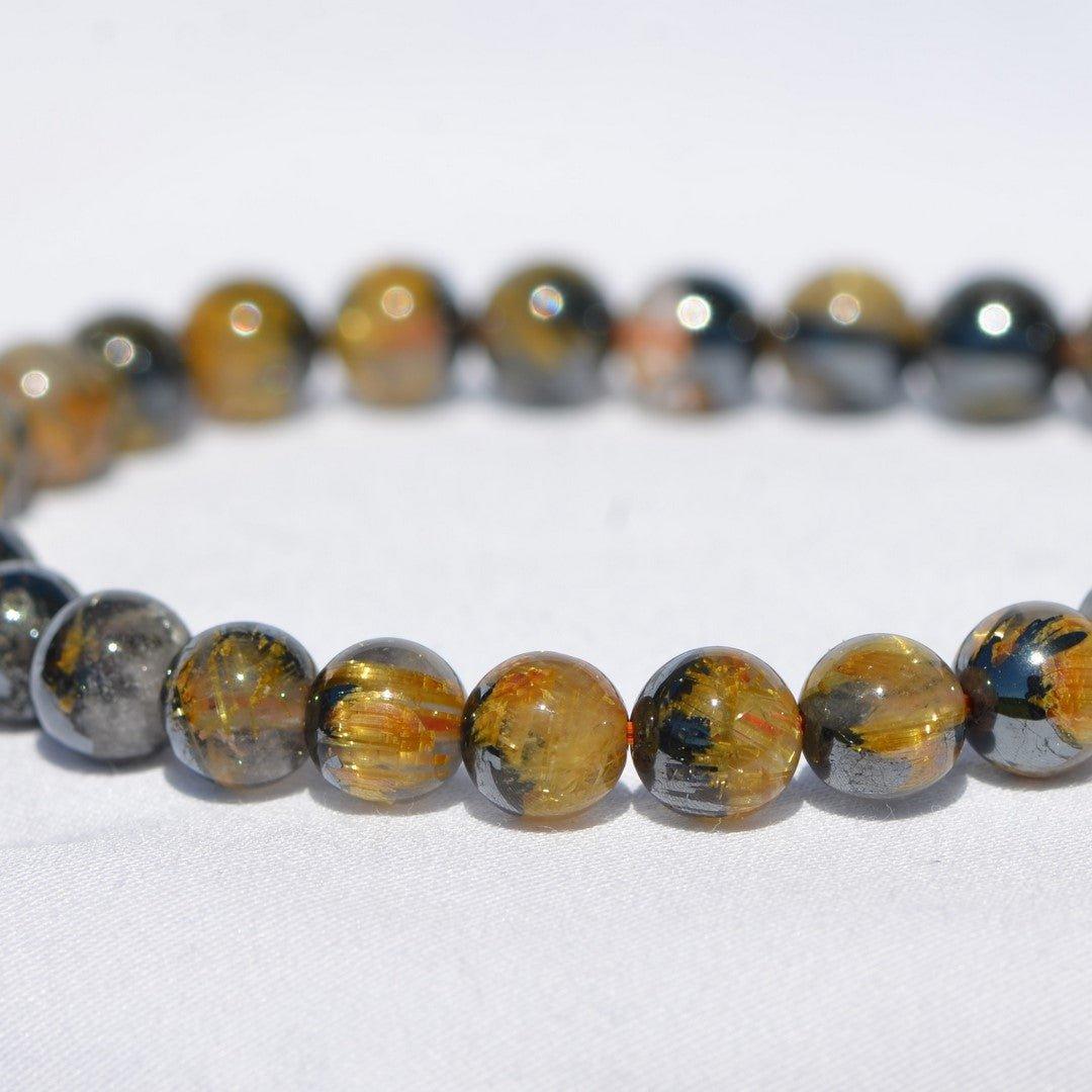 [EXCEPTIONNEL] Bracelet "Positif" en Cristal de Roche Rutil & Hématite AAA - lespierresdubienetre