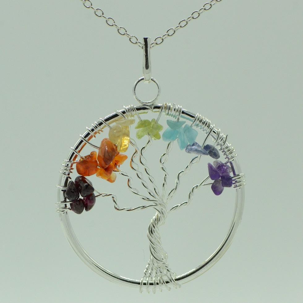 Pendentif "Arbre de vie" 7 chakras - lespierresdubienetre