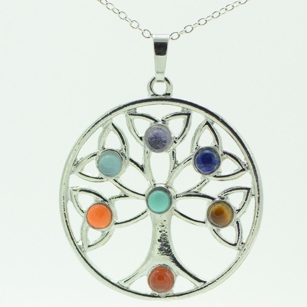 Pendentif "Arbre de vie" Cerclé 7 Chakras - lespierresdubienetre