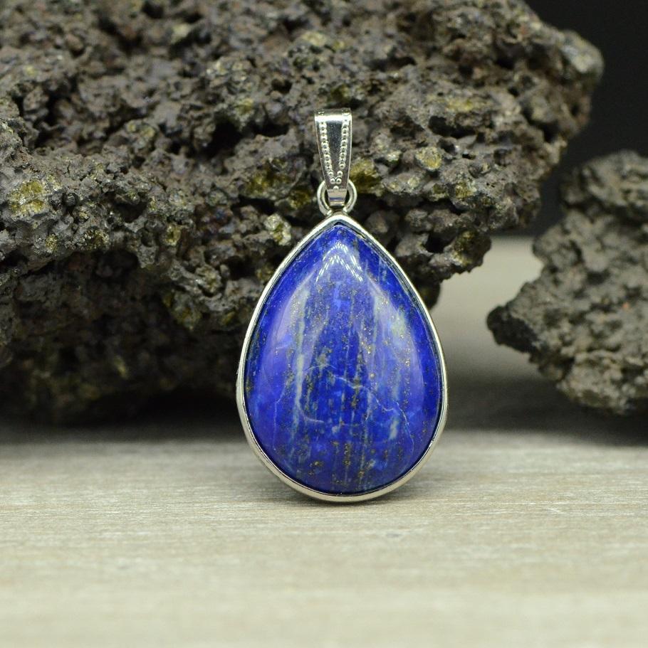 Pendentif "Contrôle" en Lapis Lazuli Goutte - lespierresdubienetre