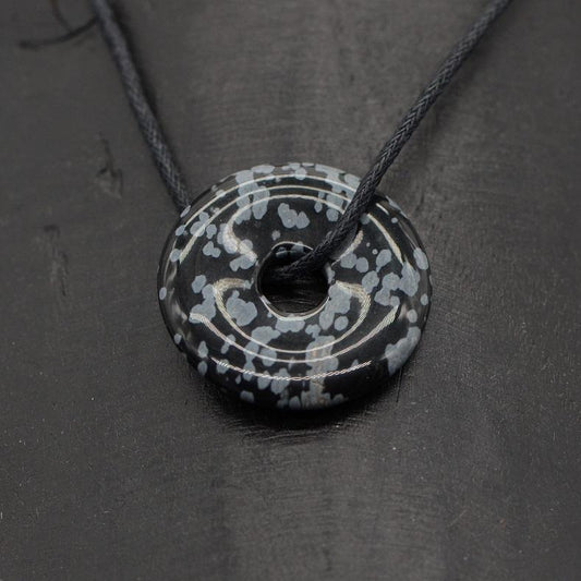 Pendentif Donut "Spontanéité" en Obsidienne neige - lespierresdubienetre