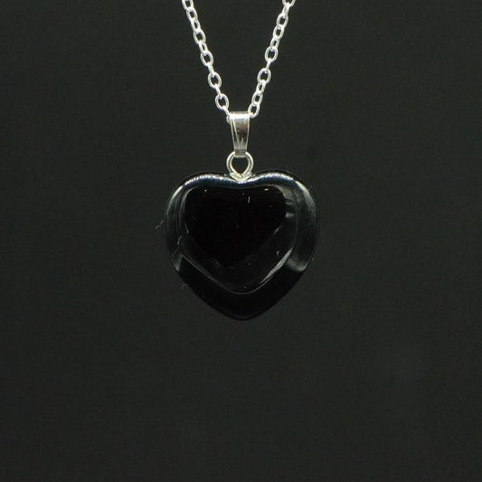 Pendentif "Force Mentale" Coeur en Agate Noire - lespierresdubienetre