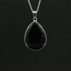 Pendentif "Force Mentale" Goutte en Agate Noire - lespierresdubienetre